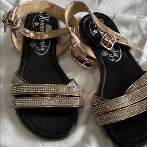 Little girls sparkling Gold Sandals